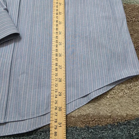Brooks Brothers Milano Dress Shirt 16-34 Blue Stripe Non-Iron Supima Cotton - Picture 6 of 6